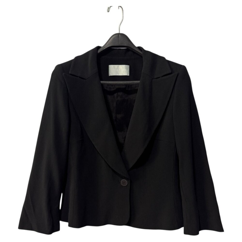 Ronit Zilkha Womens Blazer‎ Black Jacket Suit size 14 viscose Made in Italy